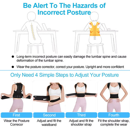 Transform Your Posture with the Adjustable Back Shoulder Corrector - Ultimate Spine Support for Pain Relief and Confidence